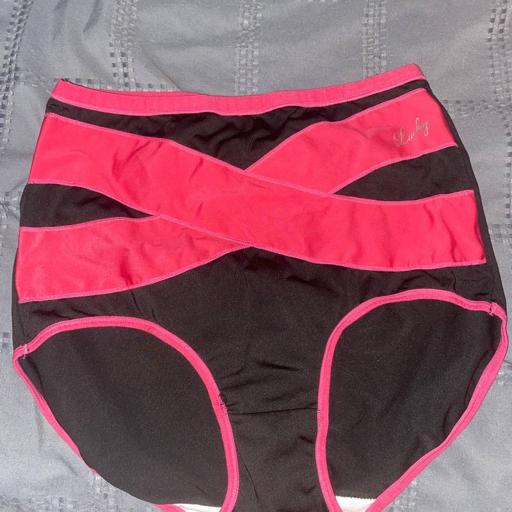 (Set-of 4)Black and Pink High-Waisted Swim Bottoms